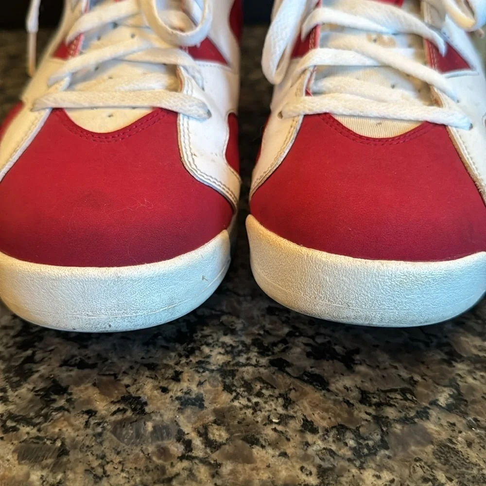 Air Jordan retro 6 Carmine Red and White Sneakers EUC 10.5